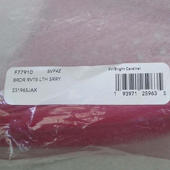 Coach F77910 Surrey Carryall with Border Rivets, Bright Cardinal/Silver - Picture 5 of 7